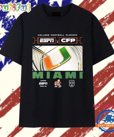 Miami Hurricanes Espn X College Football Playoff 2025 -26 T Shirt