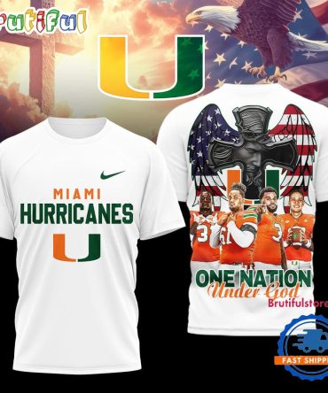Miami Hurricanes Ncaa Graphic Player One Nation Under God 3D Shirt