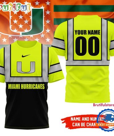 Miami Hurricanes Ncaa Hi Vis Safety Unisex 3D Shirt