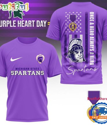 Michigan State Spartans Ncaa National Purple Heart Day Unisex 3D Shirt