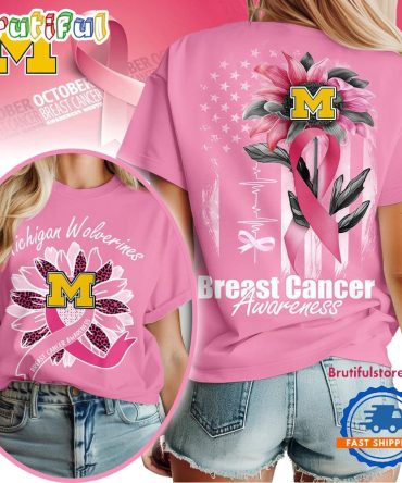 Michigan Wolverines 2025 Ncaa Breast Cancer Sunflowers Unisex 3D Shirt
