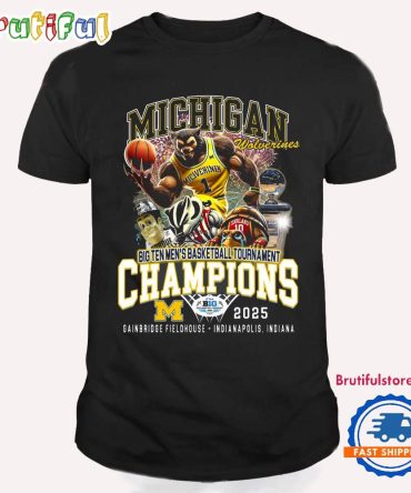 Michigan Wolverines Big Ten Men'S Basketball Tourament Champions 2025 New T Shirt