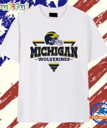 Michigan Wolverines Football Triangle Helmet T Shirt