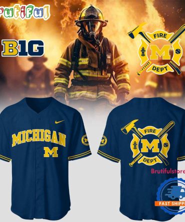 Michigan Wolverines X Firefighter Appreciation Night Baseball Jersey