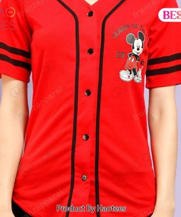 Red Mickey Mouse Baseball Jersey Top - Stylish & Fun Casual Wear