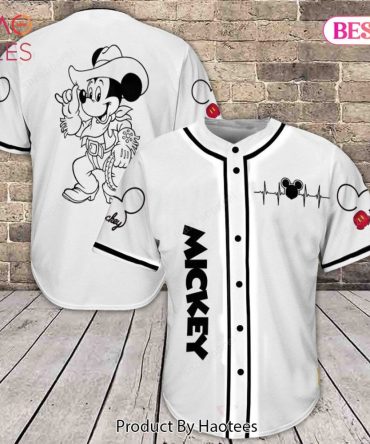 Stylish Cowboy Mouse Baseball Jersey – Trendy White Cartoon Shirt For Fans