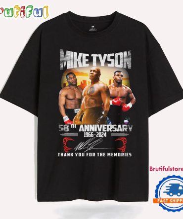Mike Tyson 58Th Anniversary 1966-2024 Signature Thank You For The Memories T Shirt