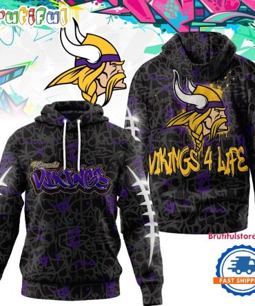 Minnesota Vikings Nfl Special Graffiti My Team 4 Life All Over Print Hoodie Shirt