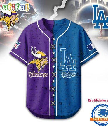 Minnesota Vikings X Los Angeles Dodgers Sporty Baseball Jersey
