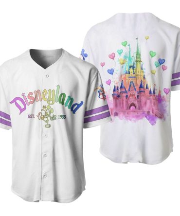 Magical Disneyland Baseball Jersey – Colorful Castle & Hearts Design