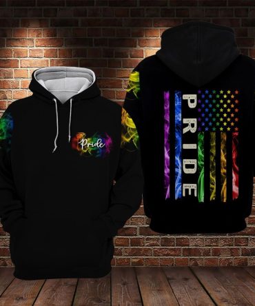 Lgbt Shirt Lgbt Color American Flag Pride Black T-Shirt Hoodie Adult Unisex