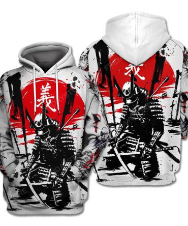 Japan T-Shirt Kneeling Samurai Black White Japanese Style T-Shirt Japan Hoodie