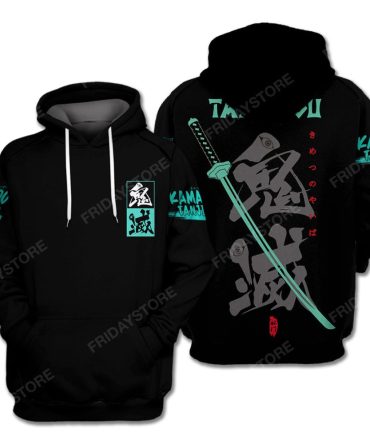 Demon Slayer Hoodie Tanjiro Kamado Star Warsord Green Black Zip Hoodie Demon Slayer