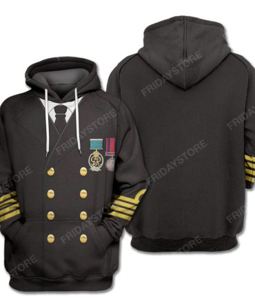 Historical Hoodie Titanic Captain Edward John Smith Costume 3D Black Hoodie Adult