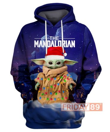 Star Wars T-Shirt Star Wars Baby Yoda Christmas Light The Mandalorian T-Shirt Cute Star Wars Hoodie