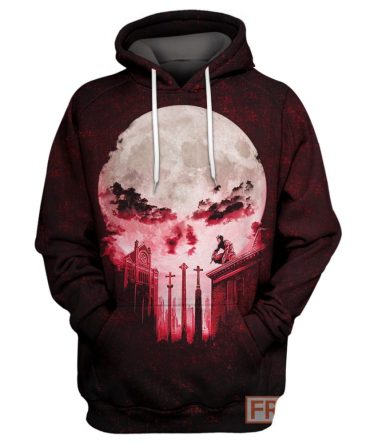 Marvel Punisher Hoodie Punisher Red Moon T-Shirt Marvel Punisher Shirt