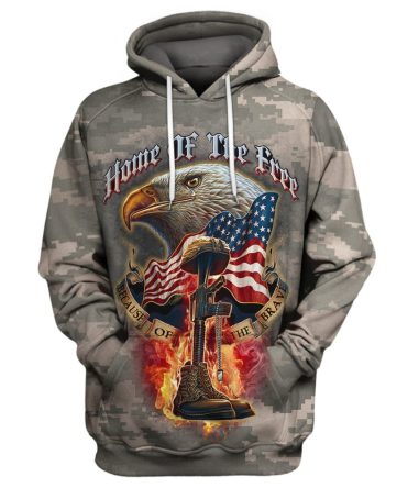 Veteran Hoodie Home Of The Free - Veteran T-Shirt Hoodie Adult