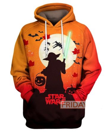 Sw T-Shirt Yoda Silhouette Halloween Orange T-Shirt Sw Hoodie