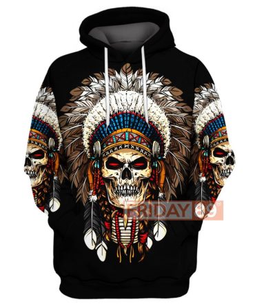 Native American Hoodie Native American Skull War Bonnets Headdresses T-Shirt Native American Hoodie