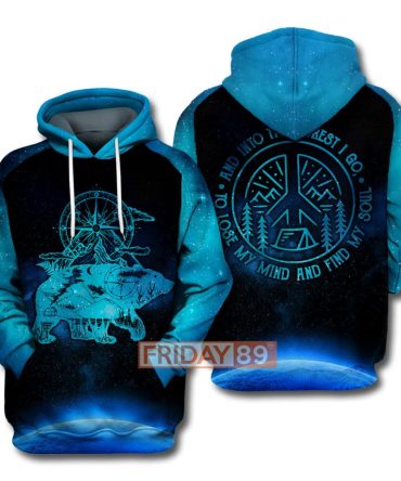 Camping T-Shirt Bear Into The Forest I Go, To Lose My Mind And Find My Soul T-Shirt Hoodie Adult