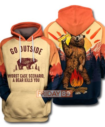 Camping Hoodie Go Outside Worst Case Scenario A Bear Kills You Camping Bear T-Shirt Hoodie Adult