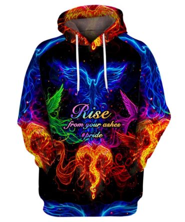 Lgbt Pride Shirt Rise From Your Ashes Rainbow Birds T-Shirt Hoodie Adult Unisex
