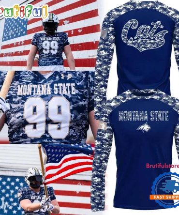 Montana State Bobcats Football Camo 2025 Salute To Service Limited Long Sleeve Shirt