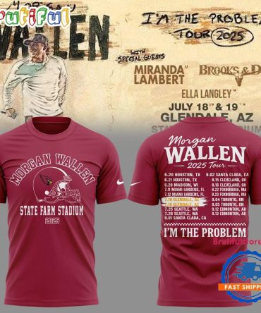 Morgan Wallen I’M The Problem Tour 2025 X Arizona Cardinals New Design 3D Shirt