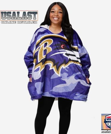 Baltimore Ravens Blue Camo Blanket Hoodie Hoodie Blanket