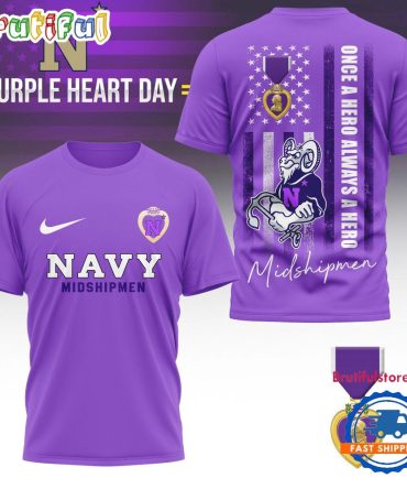 Navy Midshipmen Ncaa National Purple Heart Day Unisex 3D Shirt