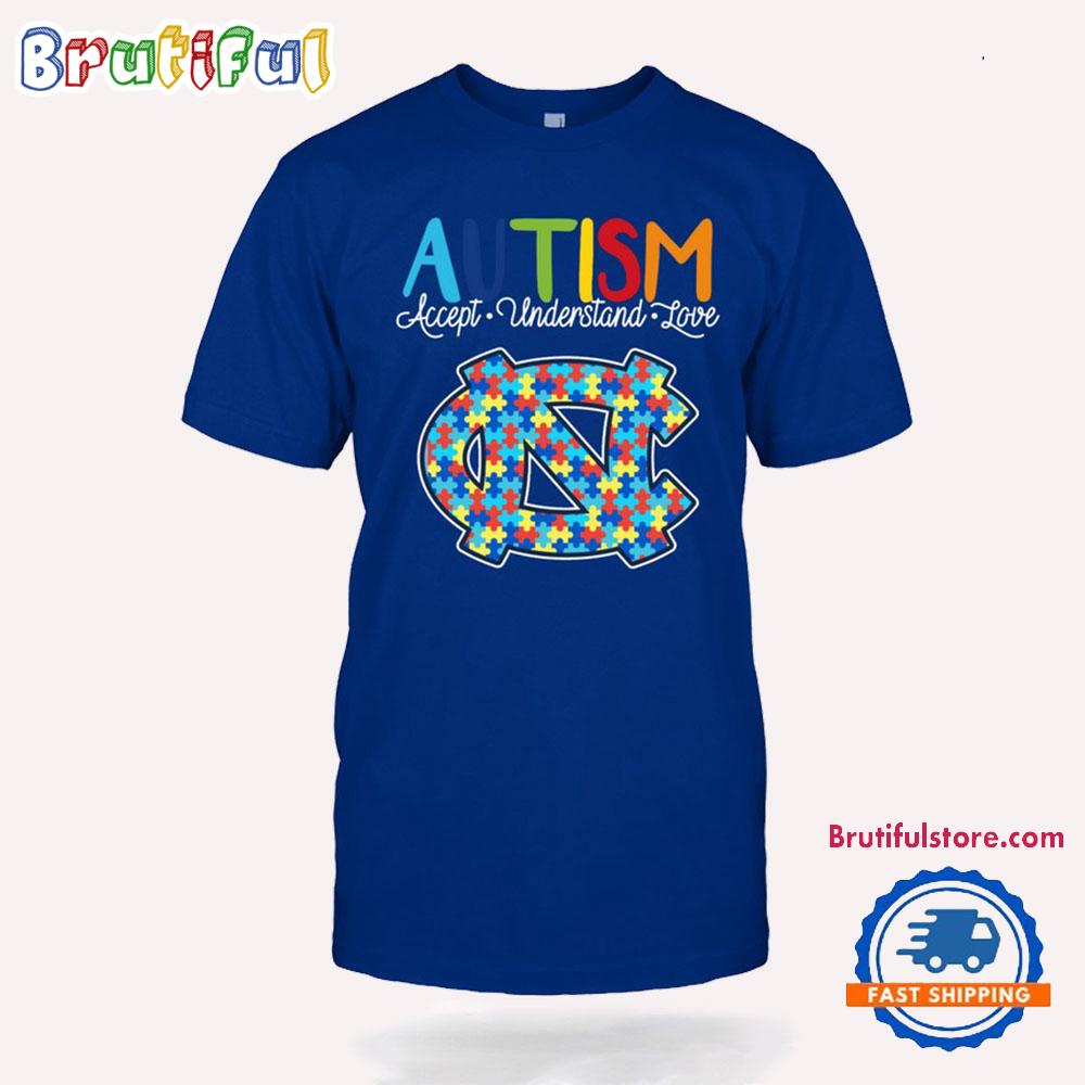 Ncaa North Carolina Tar Heels Autism Accept Understand Love T-Shirt
