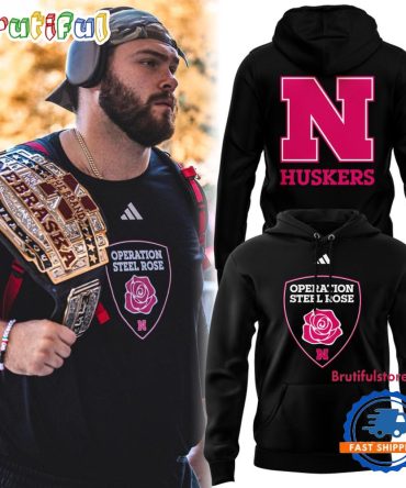 Nebraska Cornhuskers Football 2025 Breast Cancer Awareness Black Hoodie