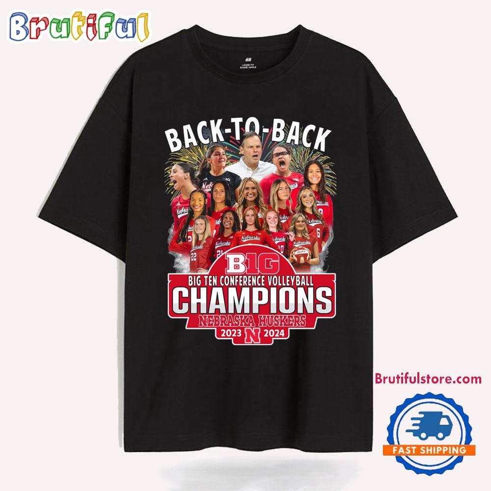 Nebraska Huskers Back To Back Big Ten Conference Volleyball Champions T Shirt