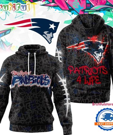 New England Patriots Nfl Special Graffiti My Team 4 Life All Over Print Hoodie Shirt