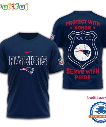 New England Patriots Protech With Honor Police Serve With Pride 3D Shirt