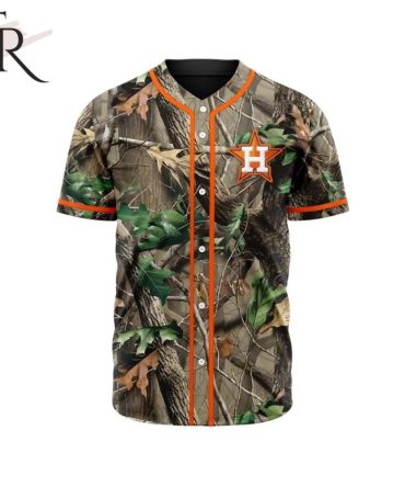 Camouflage Baseball Jersey With Orange Trim - Perfect For Outdoor Enthusiasts