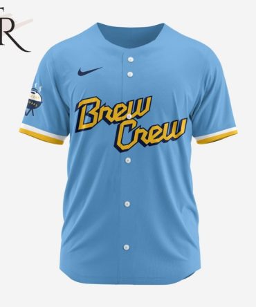 Limited Edition Brew Crew Baseball Jersey - Stylish Blue & Yellow Design – Perfect Gift For Fans!