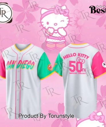 Hello Kitty 50Th Anniversary Baseball Jersey - San Diego Edition, Limited Edition Fashion Top