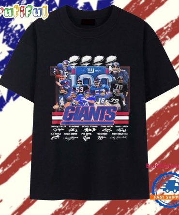 New York Giants 100Th Anniversary 1925 2025 Signatures T Shirt