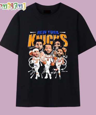 New York Knicks All Team Caricature Signature T Shirt