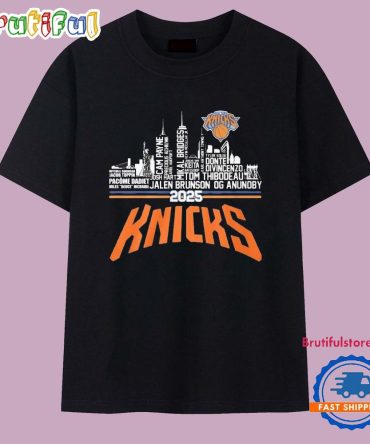 New York Knicks Nba 2025 Skyline Names Logo T Shirt