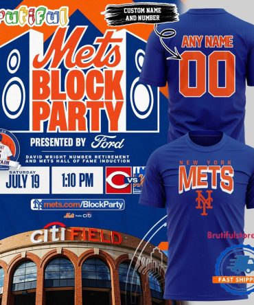 New York Mets Block Party David Wright 2025 Custom 3D Shirt
