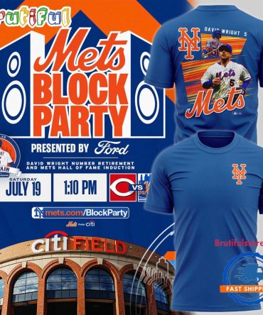 New York Mets Block Party David Wright 2025 Navy T Shirt