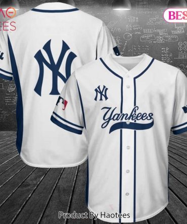Stylish Ny Yankees Baseball Jersey - Classic White & Blue, Perfect For Fans!