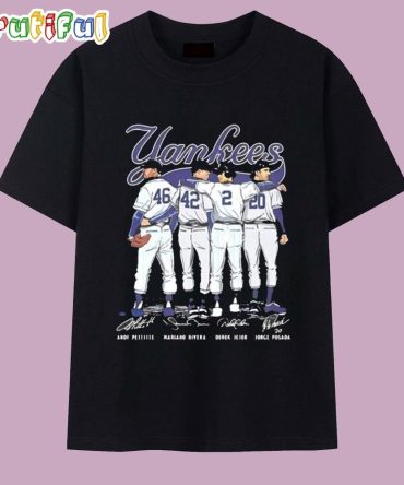 New York Yankees Pettitte Rivera Jeter And Posada Signatures T Shirt