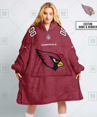 Nfl Arizona Cardinals Custom Name Number Red Home Jersey Blanket Hoodie
