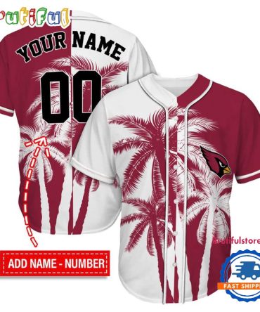 Nfl Arizona Cardinals Palm Trees Pattern Summer Personalized Baseball Jersey