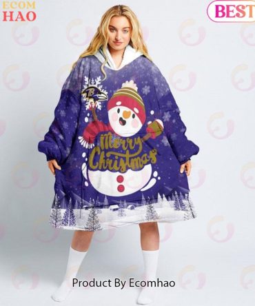 Nfl Baltimore Ravens Christmas Oversize Hoodie Sweatshirt Comfy Pullover Blanket
