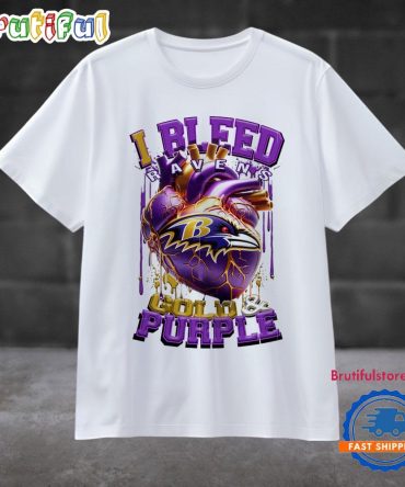 Nfl Baltimore Ravens I Bleed Gold Purple Football Sporty T Shirt
