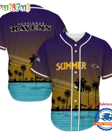 Nfl Baltimore Ravens Palm Trees Summer On The Beach Baseball Jersey